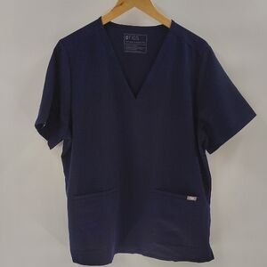 FIGS Pullover Scrub Top Size XXL Style Casma Blue V Neck Short Sleeve Pockets